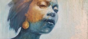 Portrait of a woman with large earring.