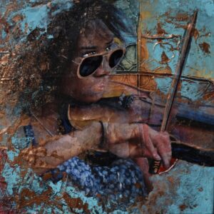 Foxy Fiddler Acrylic Mixed Media