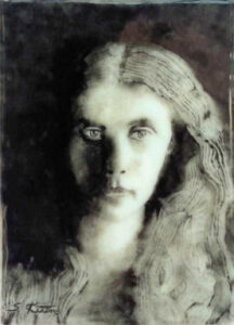 Mysterious portrait of a young woman.
