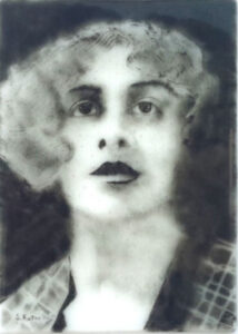 Vintage portrait of a woman in grayscale.