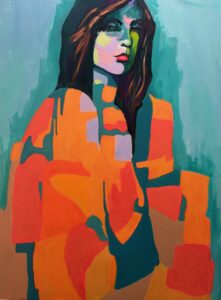 Colorful abstract portrait of a woman.