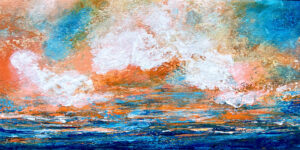 Abstract ocean scene with vibrant colors.